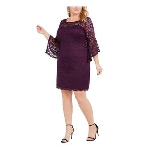 Love Squared Women's Long Sleeve Purple Lace Dress
